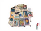 many different types of cards laid out on a table