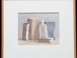 framed watercolor painting of a vases and a vase on a table