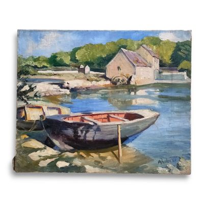 A. ROBERT (XXème) Loctudy, le moulin à marée du Suler, Pen a…