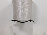 pair of mid century modern glass and brass table lamps with shades
