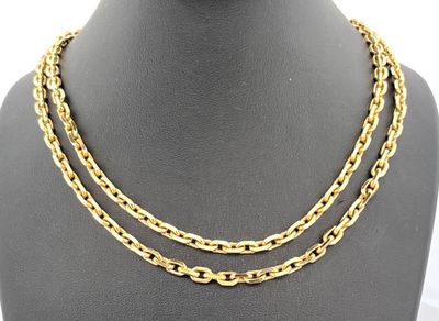 Sautoir en or jaune 750 millièmes à maille forçat. Poinçon tête d'aigl - Photo 1