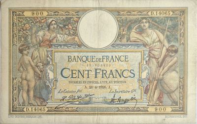 100 francs Merson 28/4/1926 ,TTB+