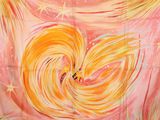 brightly colored painting of a heart with a star in the middle