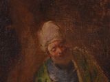 an old painting of a woman holding a child in her lap