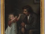 une image représentant un tableau où l'on voit un homme et une petite fille en train de se brosser les dents