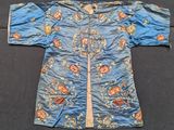 an antique chinese blue silk embroidered robe with floral design