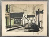 an image of a drawing of a street with buildings in the background