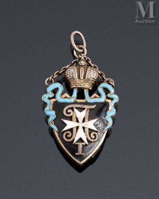 a close up of a badge on a black surface