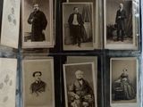 several old black and white photographs of men and women in formal clothing