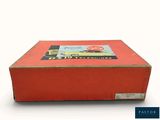 a red box with a picture of a yellow car on it