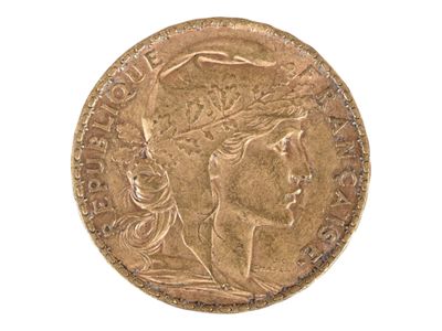 Pièce de 20 francs or au coq, 1908. Petites usures. - Photo 1