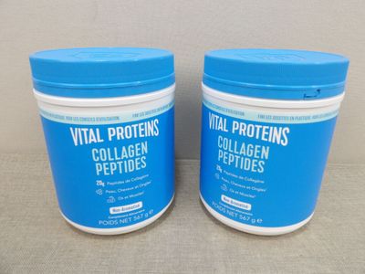 two containers of vital proteins collagen peptides sitting next to each other