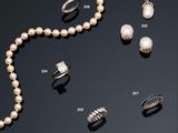 a collection of pearl and diamond jewellery