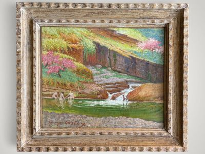 a picture of a painting hanging on the wall of a room