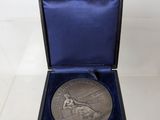 an image of a silver medal in a blue case