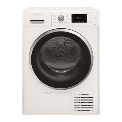 gros plan d'une machine à laver blanche sur fond blanc