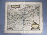 an old map of a country with a river running through it