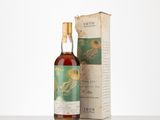 a bottle of whisky sitting next to a box on a table