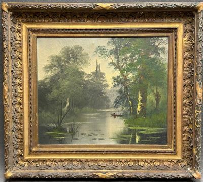 Jean Émile VALLET (?-1899) Paysage lacustre.