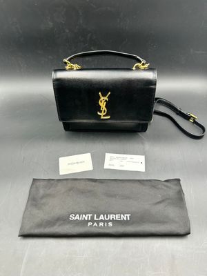 Sac en cuir noir Saint Laurent avec finitions dorées