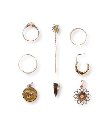 3 bagues, 2 médaillons, 1 épingle de cravate et une boucle d…