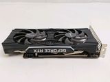 a close up of a video card on a white surface