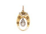 une image représentant un pendentif en or et diamants sur fond blanc