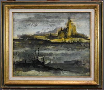 Raymond BIAUSSAT (1932-2021) - « La Ville morte "S" » Huile …