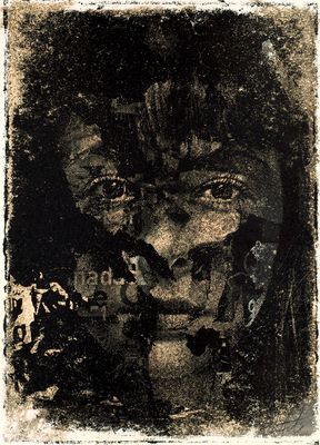 an image of a black and white photo of a woman ' s face