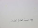 a white plate with writing on it with a black border