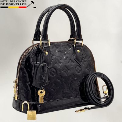 Sac à main Louis Vuitton en cuir noir à motif Monogramme, avec finitions dorées