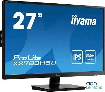 a close up of a monitor on a stand with a white background