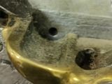a close up of a metal object on a table