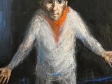 un tableau représentant un homme avec un bandana rouge sur la tête