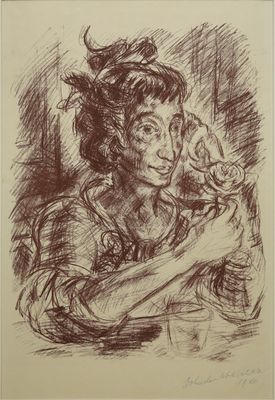 une image représentant le dessin d'une femme tenant un chat