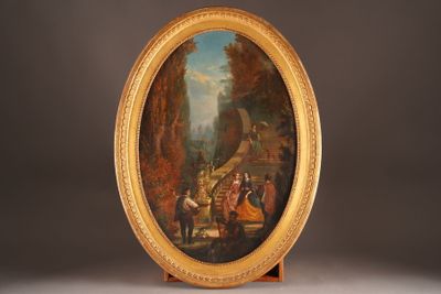 an image of a painting of a man and woman in a landscape
