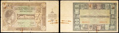 an old and new one dollar note with a picture of a clock tower in the background