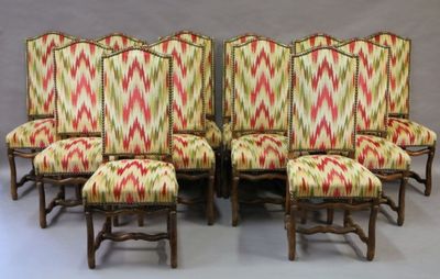 Suite de douze chaises à hauts dossiers.