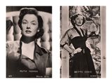 two black and white photos of a woman in a dress and a woman in a blouse