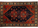 un tapis rouge et bleu sur fond blanc