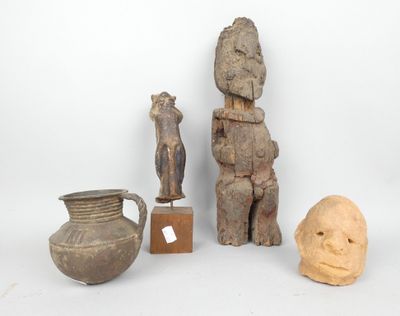 several pieces of art are displayed on a white surface