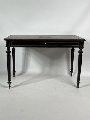 une image représentant une table noire avec un tiroir en dessous