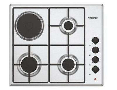 77 /  Plaque de cuisson gaz 4 foyers - ROSIERES - RHW6BRK3X/1 - Inox -
