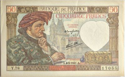 50 francs Jacques Coeur 08/5/1941 , SPL+