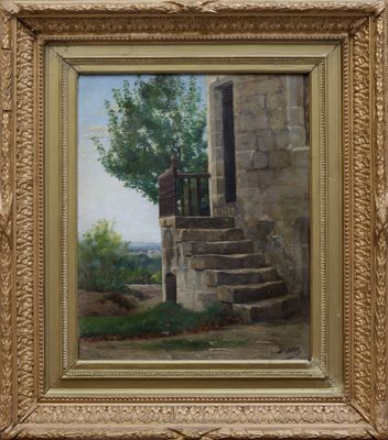 H. DUBOIS - Le perron sur la vallée - Peinture sur toile sig…