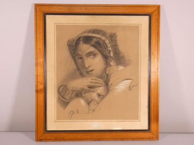 an image of a drawing of a woman in a bonnet