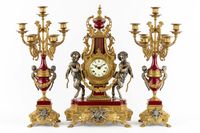 Ensemble de cheminée en trois pièces, composé d’une horloge … (photo 3)