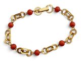 un bracelet rouge et doré à maillons