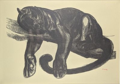 Paul JOUVE (1878-1973) d'après, Panthère noire sur une branc…