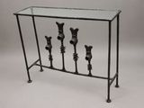 wrought iron console table with glass top